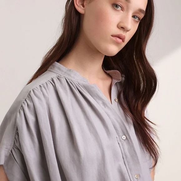 Aritzia Wilfred Bertillon Blouse “Ashen” Poet Button Up Drapey XXS - Picture 4 of 8